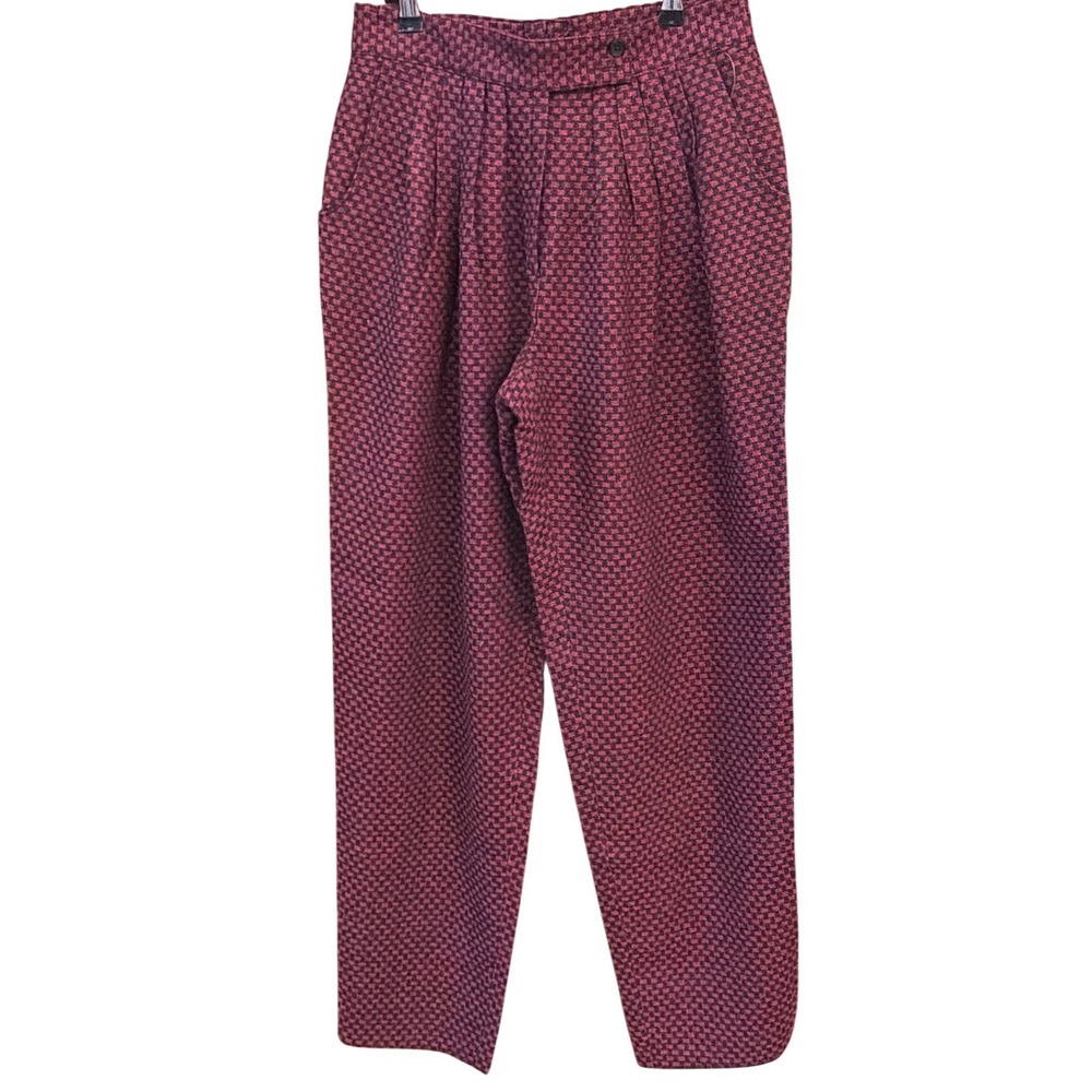 Vintage Euro German Wool Blend Trousers Dark Academia Twee Mod Magenta Black 42
